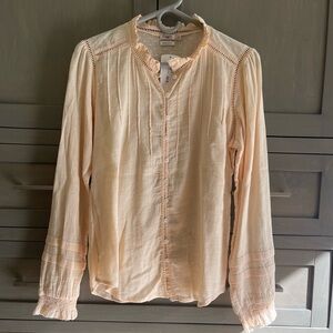 Faherty Organic Cotton Willa Top Blouse Vanilla Cream Size Small
